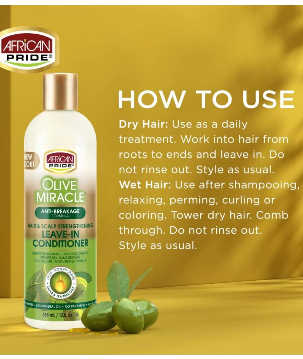 African Pride Olive Miracle Leave-In Conditioner 12oz - Image 2
