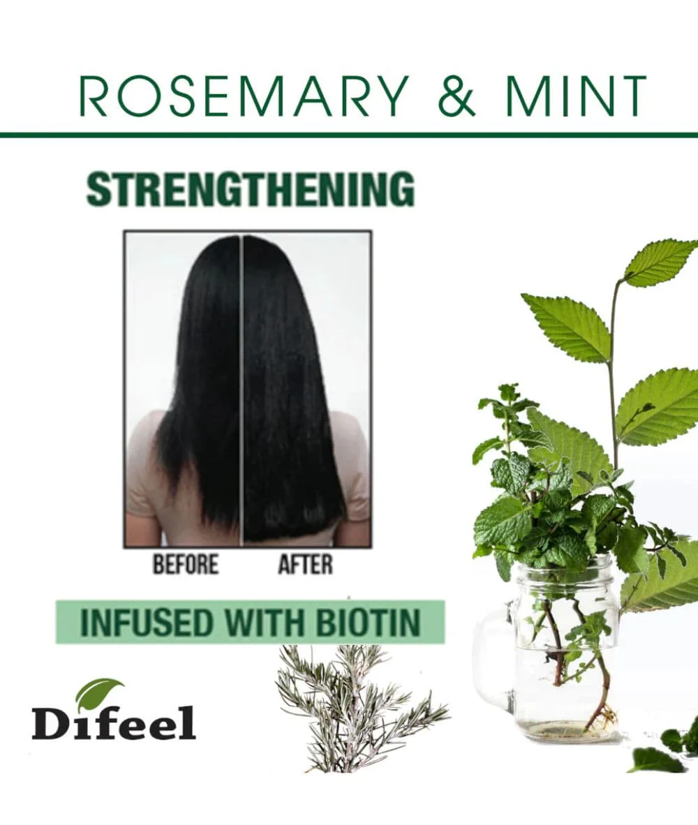 Difeel Rosemary & Mint Premium Hot Oil Hair Treatment With Biotin 8oz - Image 2