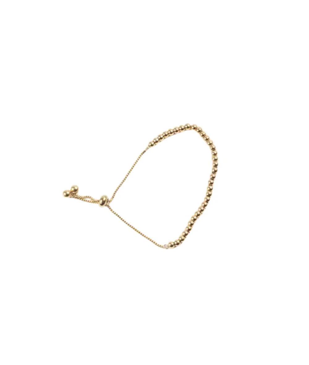 Nude Rose Stainless Steel 18K Gold Bead Bracelet Adjustable Bracelet #B-023 - Image 2