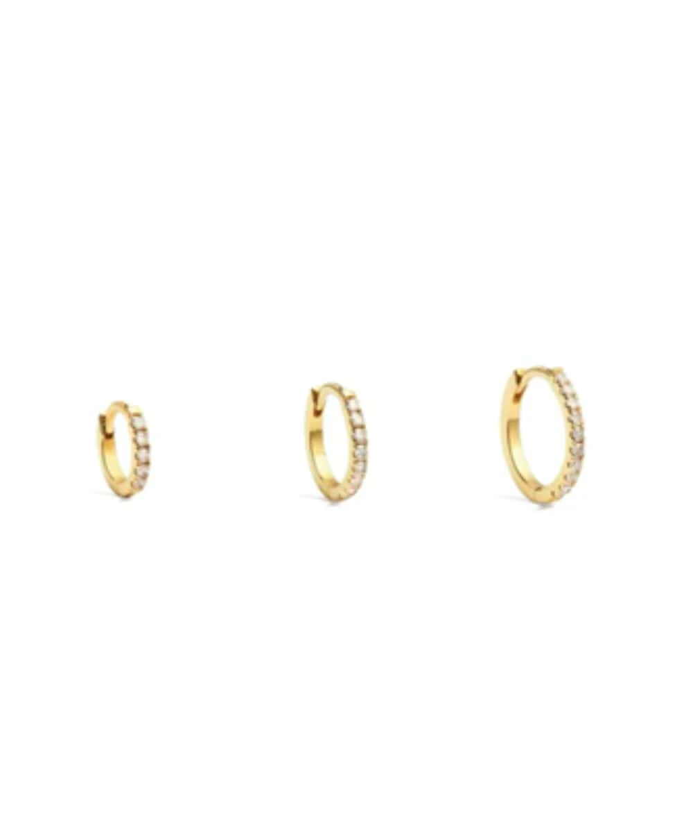 Nude Rose Stainless Steel 18K Gold Plated Zicron Hoop Flat Earrings - Image 2