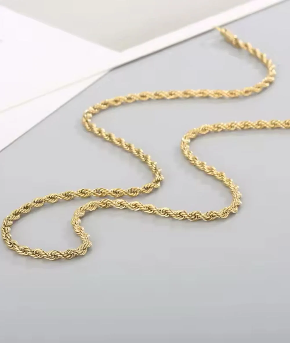 Nude Rose Stainless Steel 18K Gold Rope Chain 4Mm #N-064 - Image 2