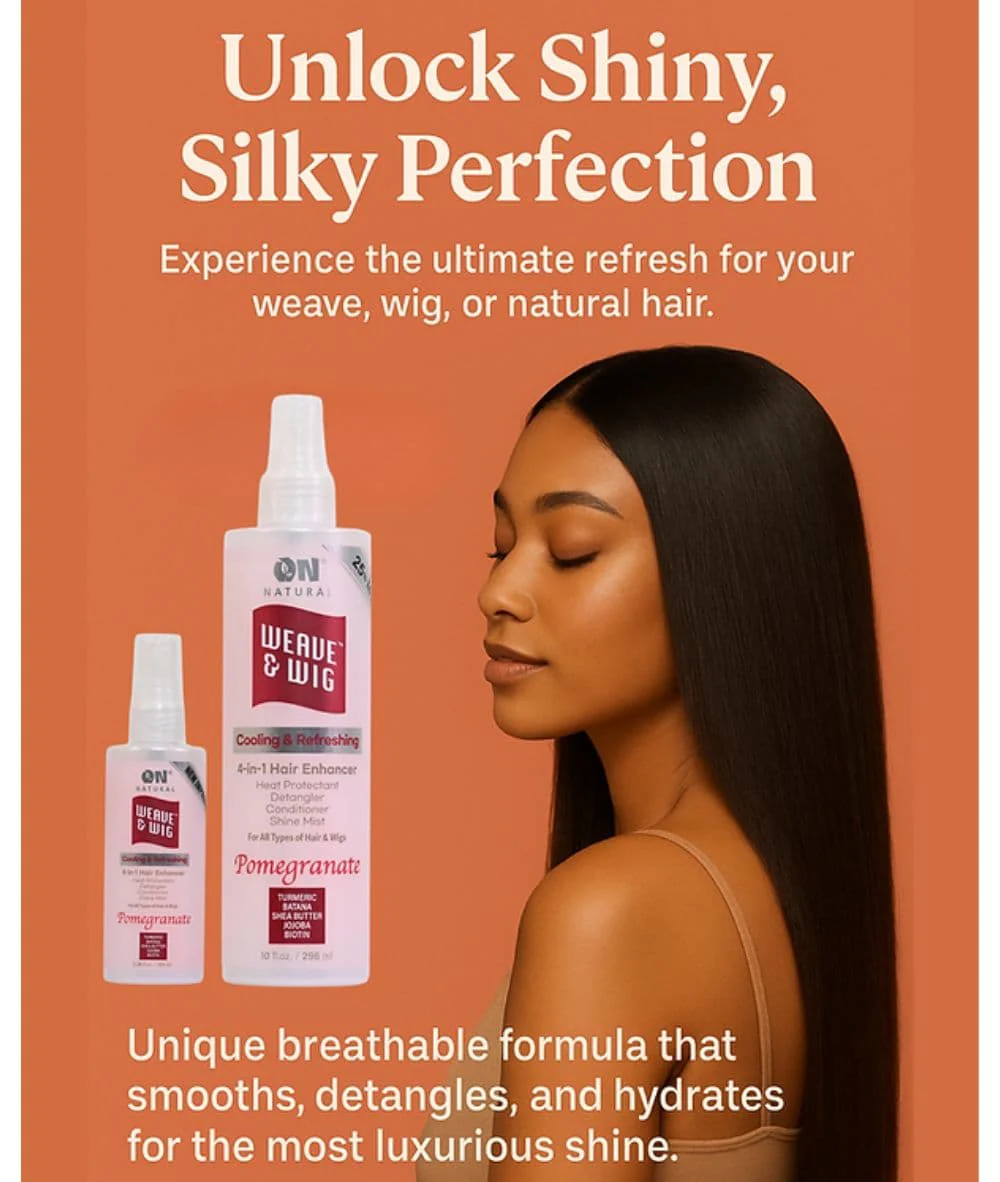 On Natural Weave & Wig 4 In 1 Hair Enhancer Heat Protectant Detangler –Pomegranate 3.38oz - Image 3