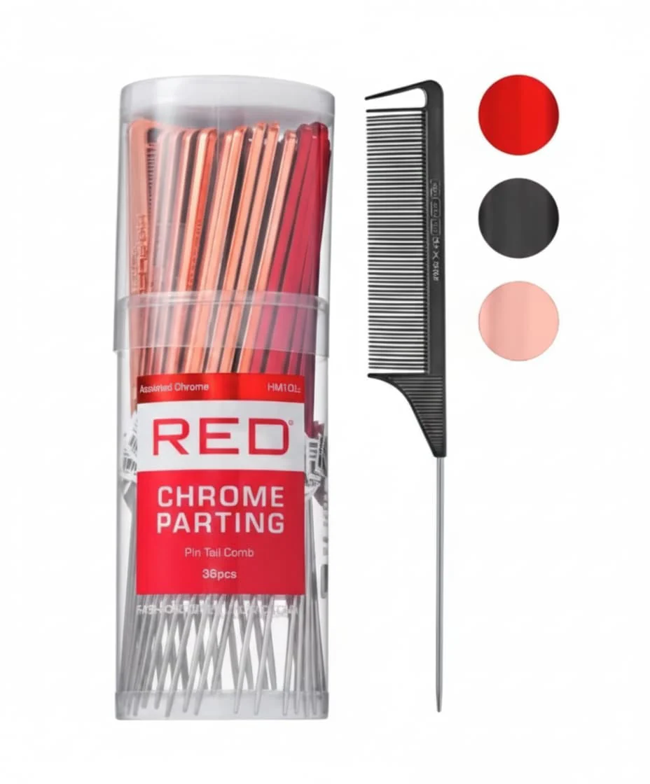 Red Parting Pin Tail Comb - Image 2