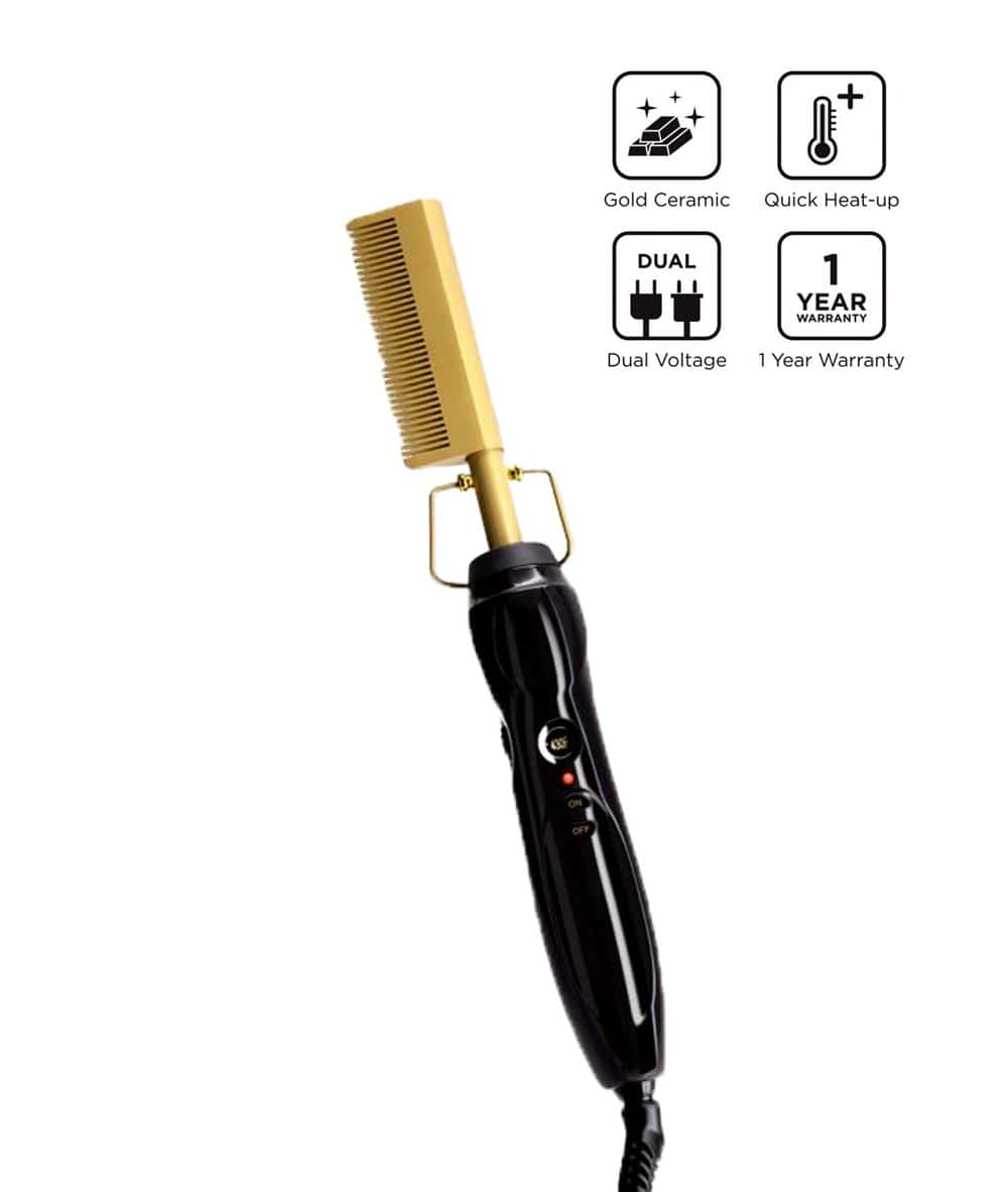 Tyche Gold Ceramic Coated Pressing Comb #HzPC01 - Image 2